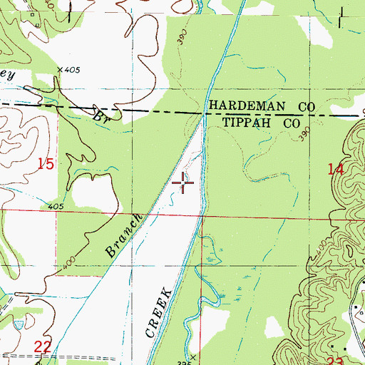 Topographic Map of Hersey Branch, MS