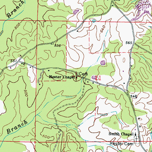 Topographic Map of Hester Chapel, MS