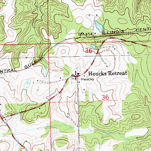 Topographic Map of Heucks Retreat, MS