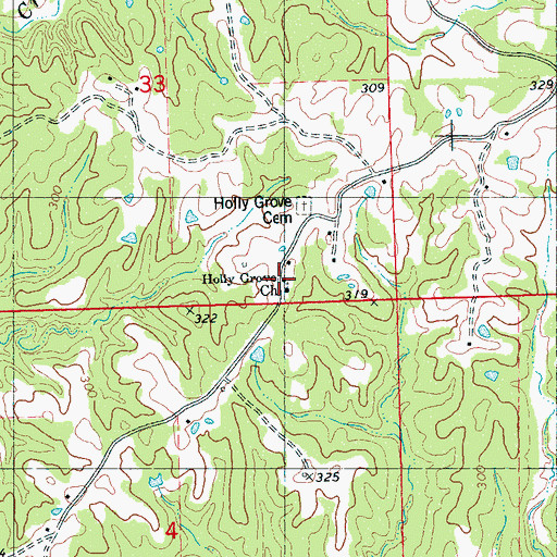 Topographic Map of Holly Grove School, MS
