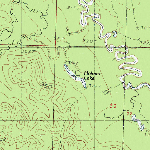 Topographic Map of Holmes Lake, MS