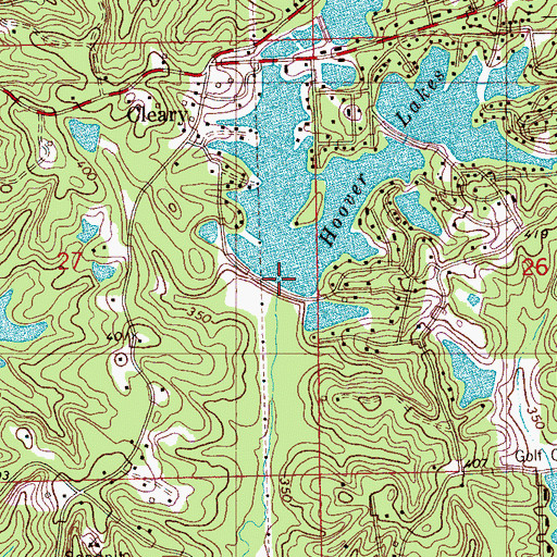 Topographic Map of Hoover Lakes, MS