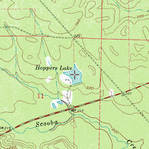 Topographic Map of Hoppers Lake, MS