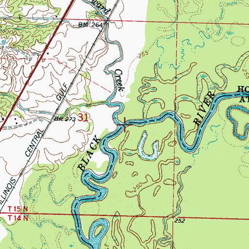 Topographic Map of Howard Creek, MS