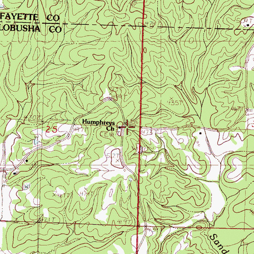 Topographic Map of Humphreys Church, MS