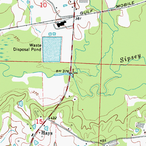 Topographic Map of Hurricane Creek, MS