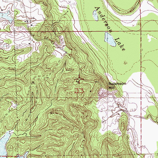Topographic Map of Robinson Hill, AR