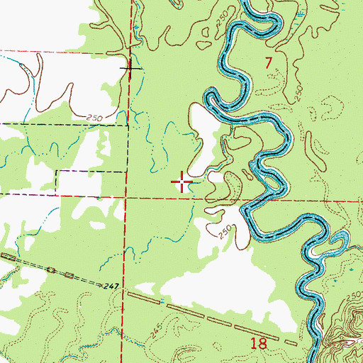 Topographic Map of Indian Creek, MS