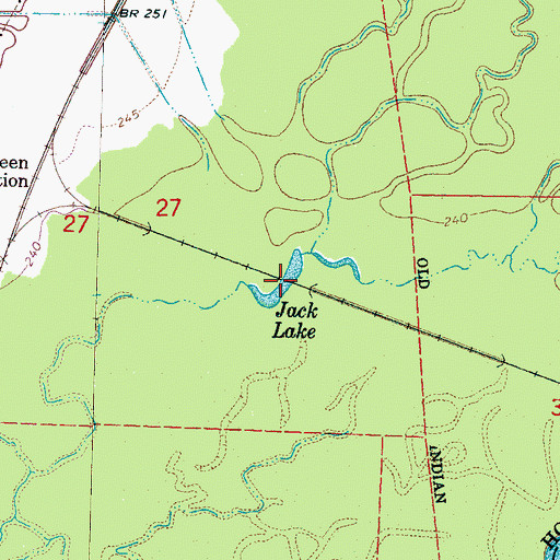 Topographic Map of Jack Lake, MS