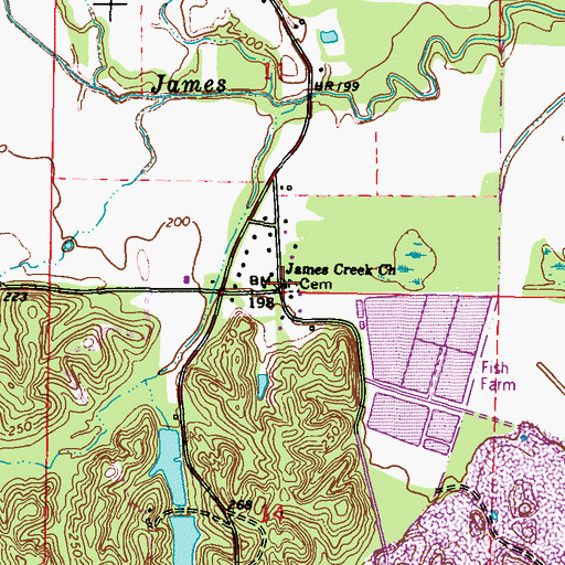 Topographic Map of James Creek Baptist Church, MS
