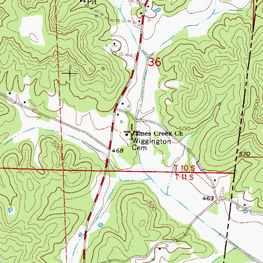 Topographic Map of James Creek Church, MS