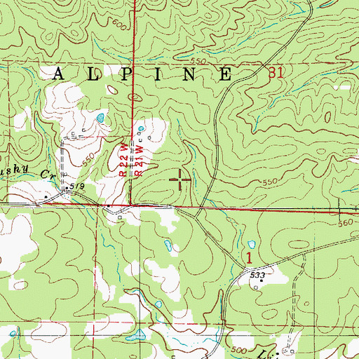 Topographic Map of Township of Alpine (historical), AR