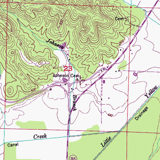 Topographic Map of Johnson Cemetery, MS