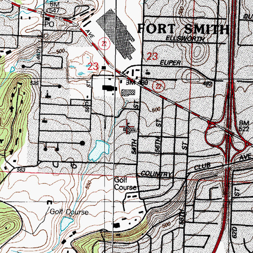 Topographic Map of Bonneville Elementary School, AR