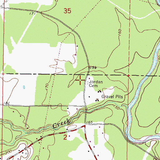 Topographic Map of Jordan Cemetery, MS