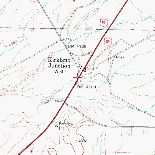 Topographic Map of Kirkland Junction, AZ