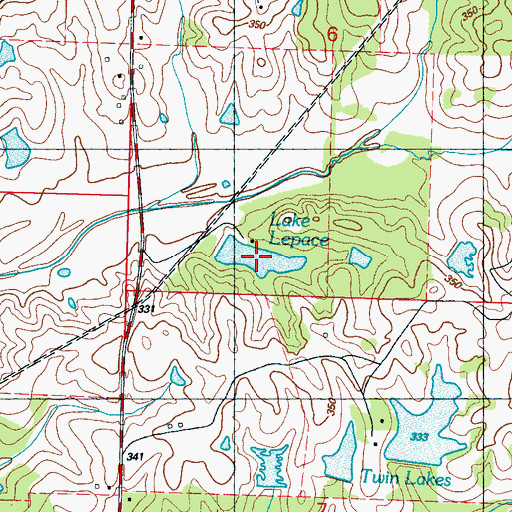 Topographic Map of Lake Lepace, MS