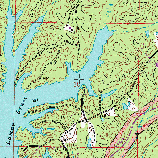 Topographic Map of Lake Lamar Bruce, MS
