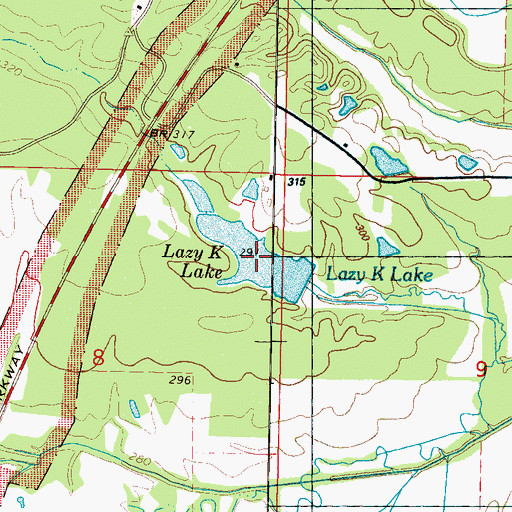 Topographic Map of Lazy K Lake, MS