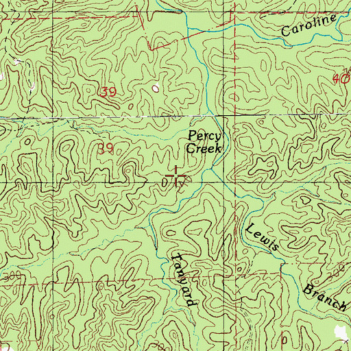 Topographic Map of Lewis Branch, MS