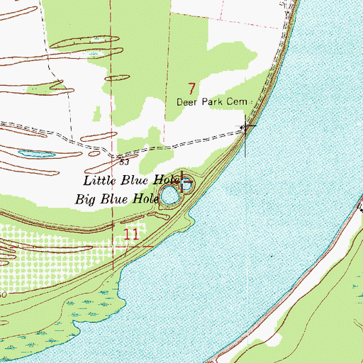 Topographic Map of Little Blue Hole, MS