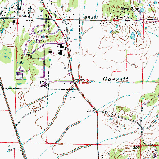 Topographic Map of Little Garrett Creek, MS