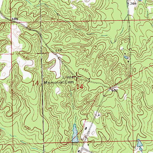 Topographic Map of Little Memorial Cemetery, MS