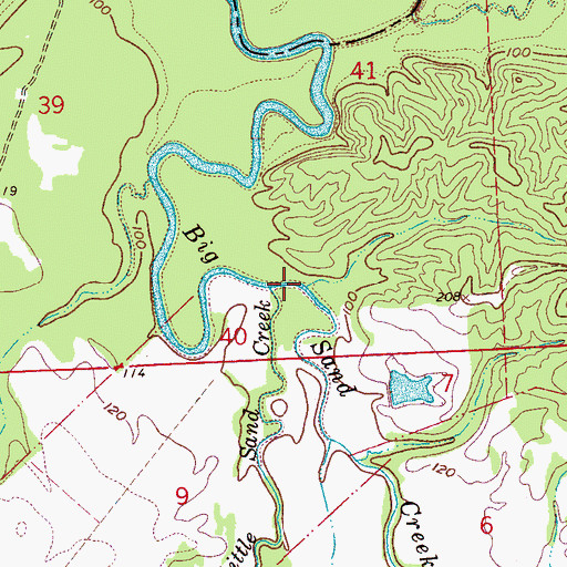 Topographic Map of Little Sand Creek, MS