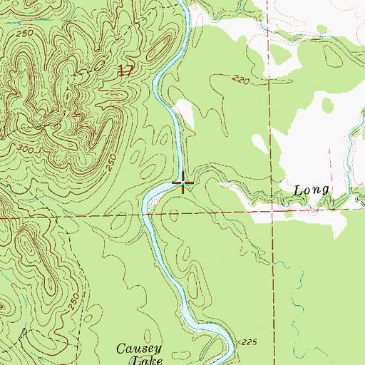 Topographic Map of Long Creek, MS