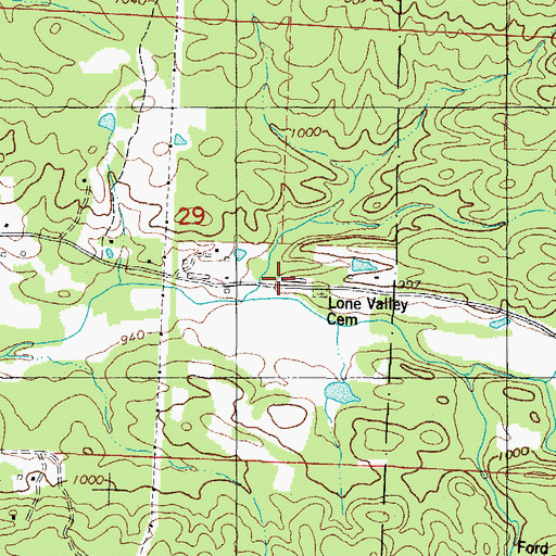 Topographic Map of Lone Valley School (historical), AR