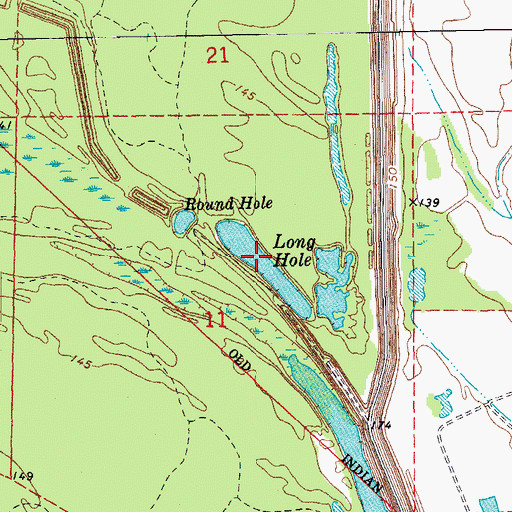 Topographic Map of Long Hole, MS