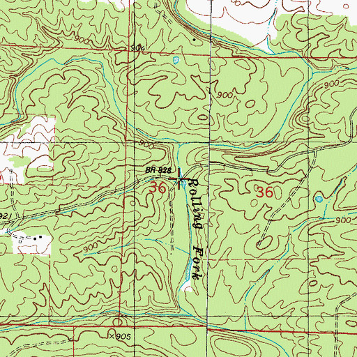 Topographic Map of Odell Ford, AR