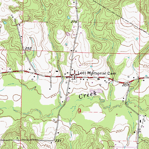 Topographic Map of Lott Memorial Cemetery, MS