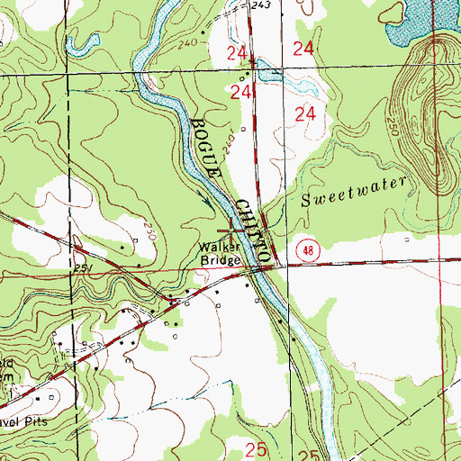 Topographic Map of Love Creek, MS
