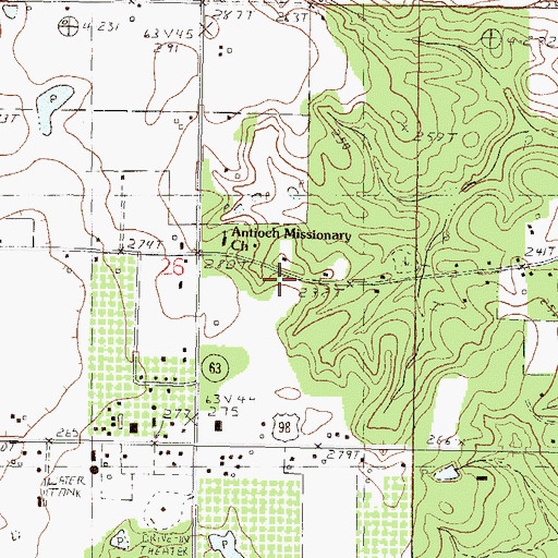 Topographic Map of Luce Farms, MS
