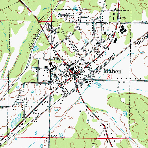 Topographic Map of Maben, MS