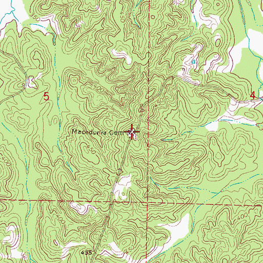 Topographic Map of Macedonia Cemetery, MS