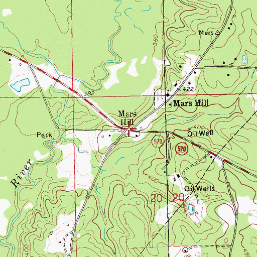 Topographic Map of Mars Hill, MS