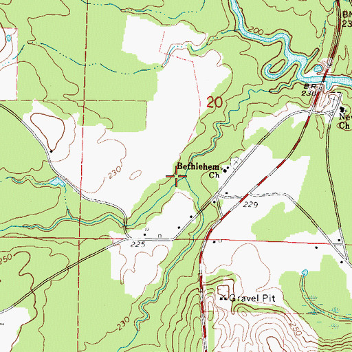 Topographic Map of Martin Branch, MS