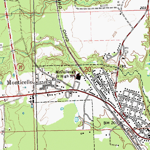 Topographic Map of McCullough Junior High School, MS