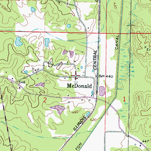 Topographic Map of McDonald, MS
