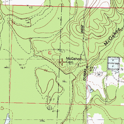 Topographic Map of McGehee Cemetery, MS