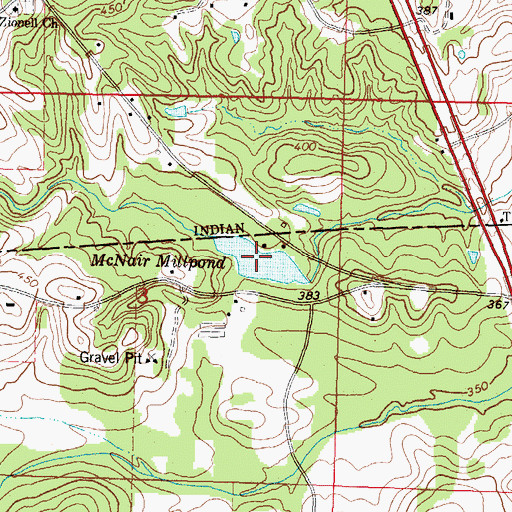Topographic Map of McNair Millpond, MS