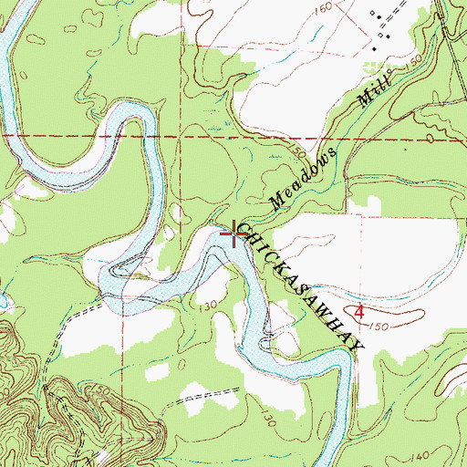 Topographic Map of Meadows Mill Creek, MS