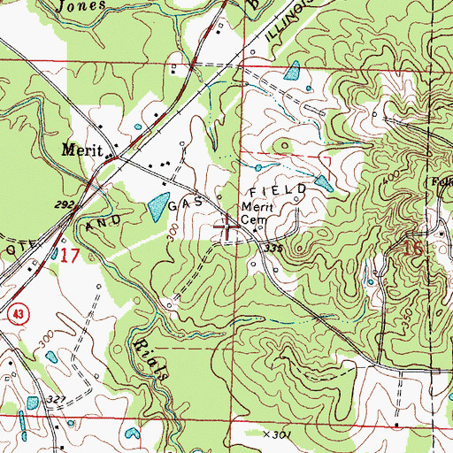 Topographic Map of Merit Cemetery, MS