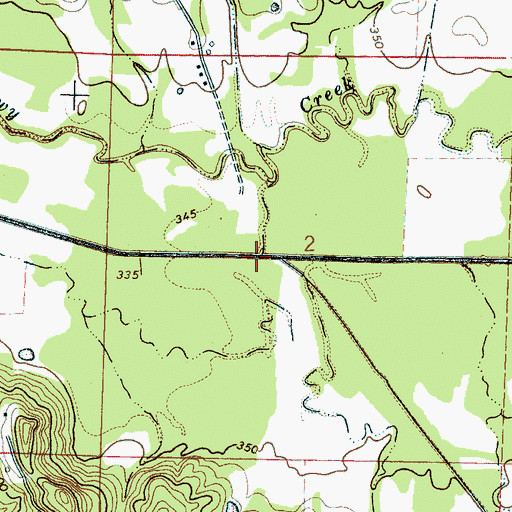Topographic Map of Middle Bywy Creek, MS
