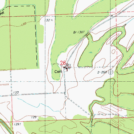 Topographic Map of Mile Tabernacle, MS
