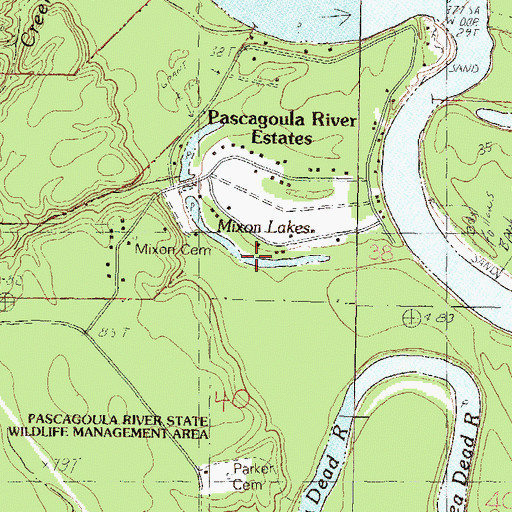 Topographic Map of Mixon Lakes, MS