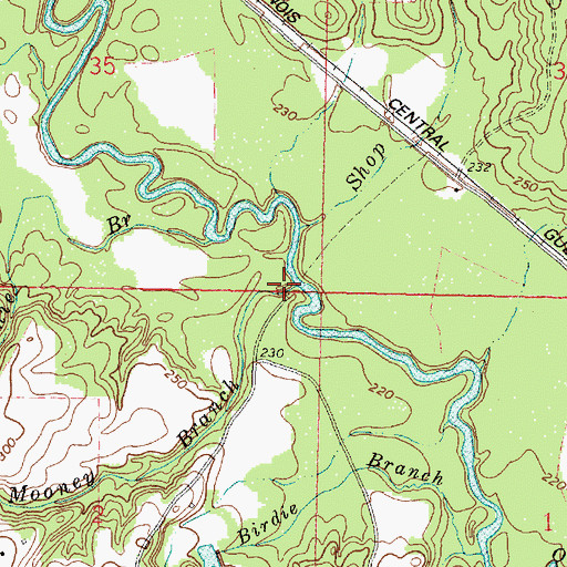 Topographic Map of Mooney Branch, MS