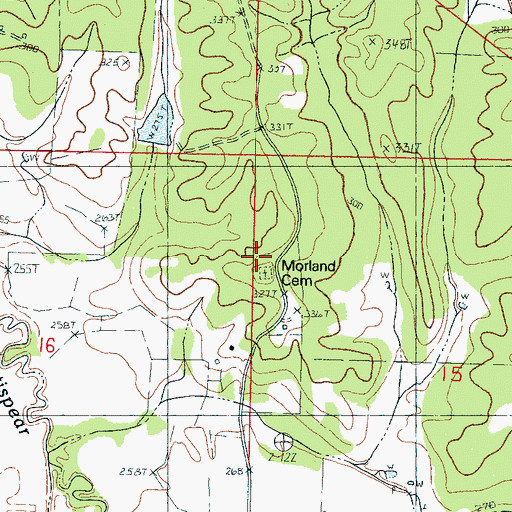 Topographic Map of Morland Cemetery, MS